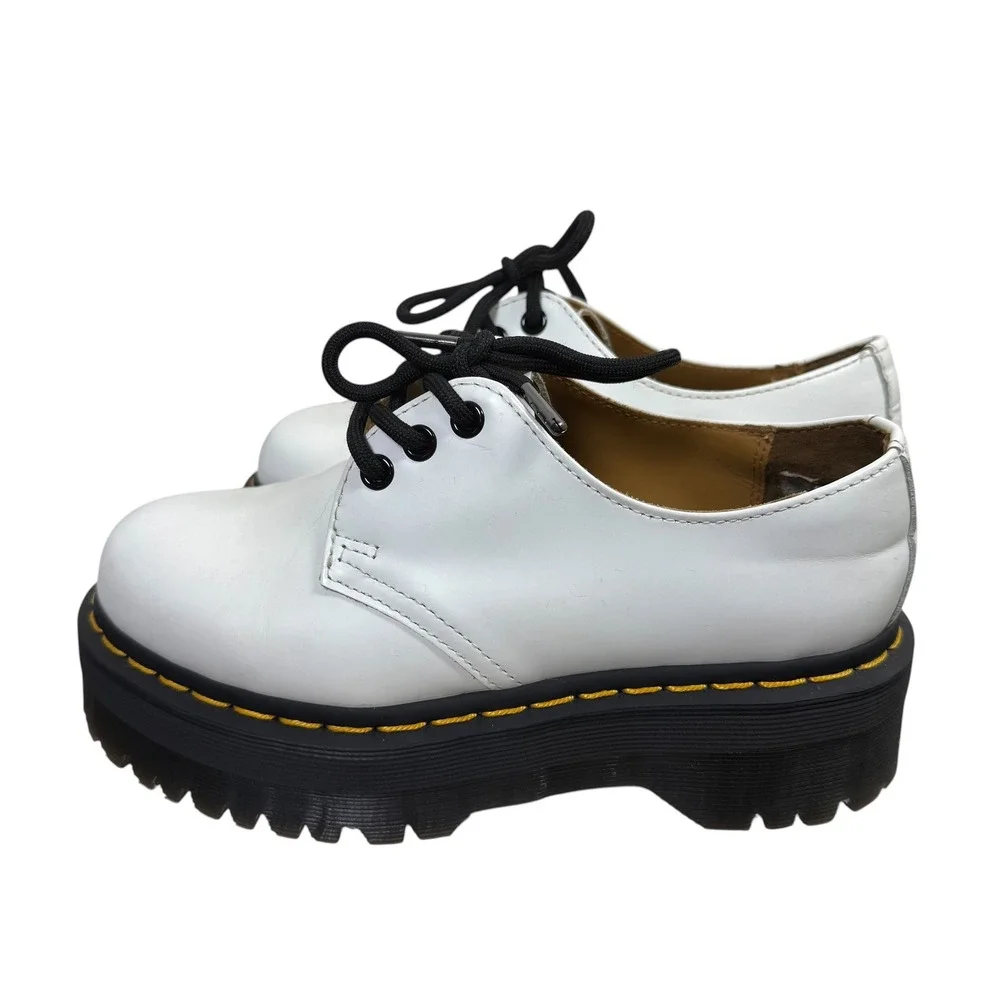 Dr. Martens 1461 Quad Platform Derby White Leather US Women's Size 6